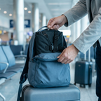 Child travel seat packed into a backpack