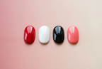 Set A swatch chart - Red, White, Black, Coral