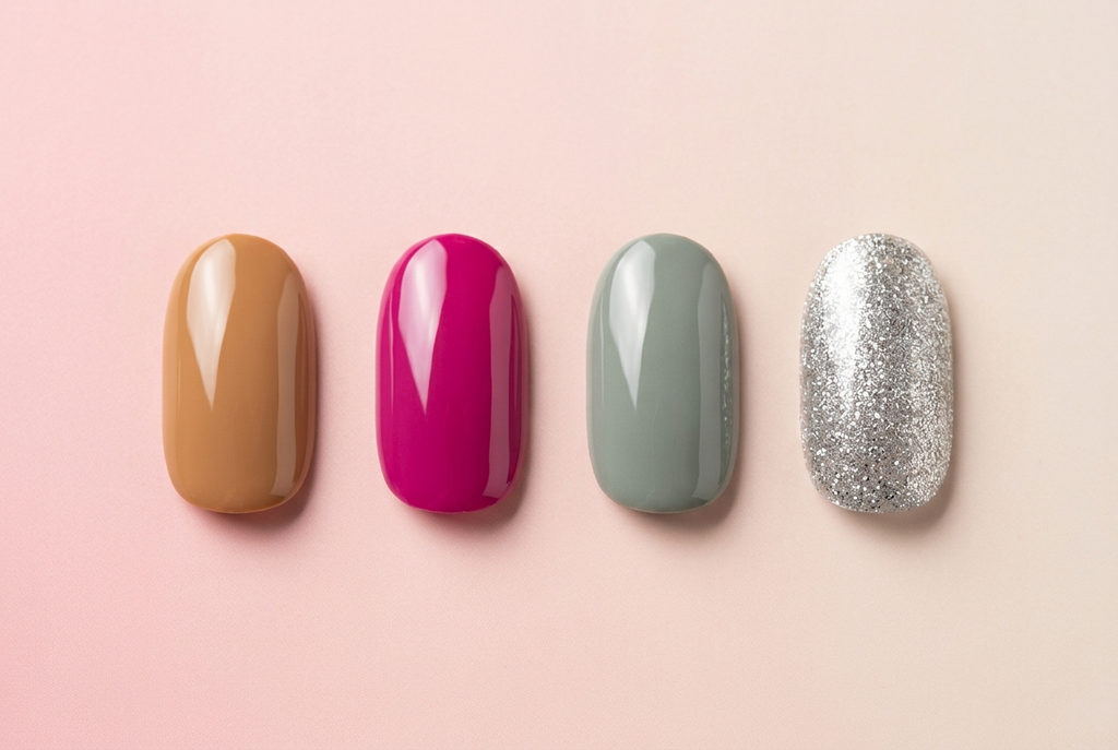 Set C swatch chart - Tan, Fuchsia, Sage, Silver